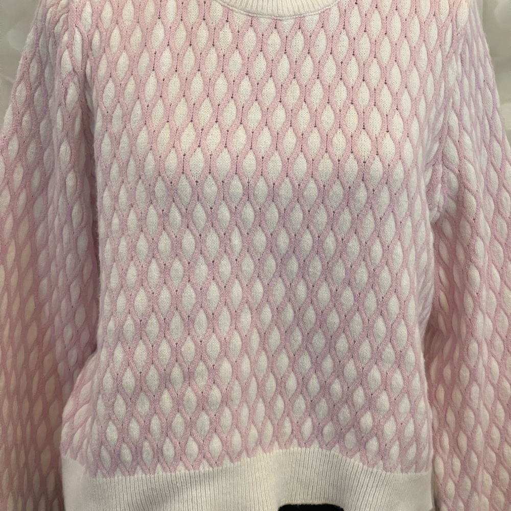 Pepin Pink and White Textured Crewneck Sweater - Picture 2 of 9